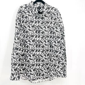 EXPRESS Woman's Neutral Floral Button Front Blouse XXL Office Goth Cottage